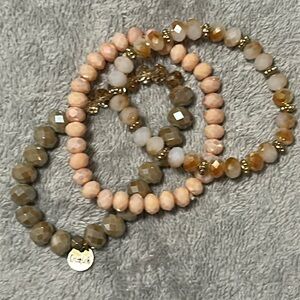 Set of 3 Beaded Elastic Bracelets